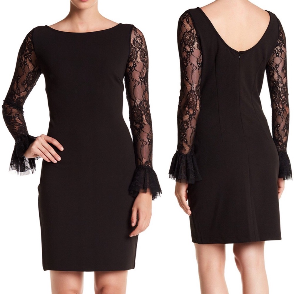 Alexia Admor Ruffle Lace Boatneck Dress